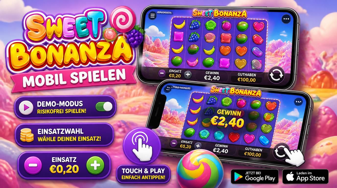 Sweet Bonanza Spielebildschirm auf Mobilgeräten